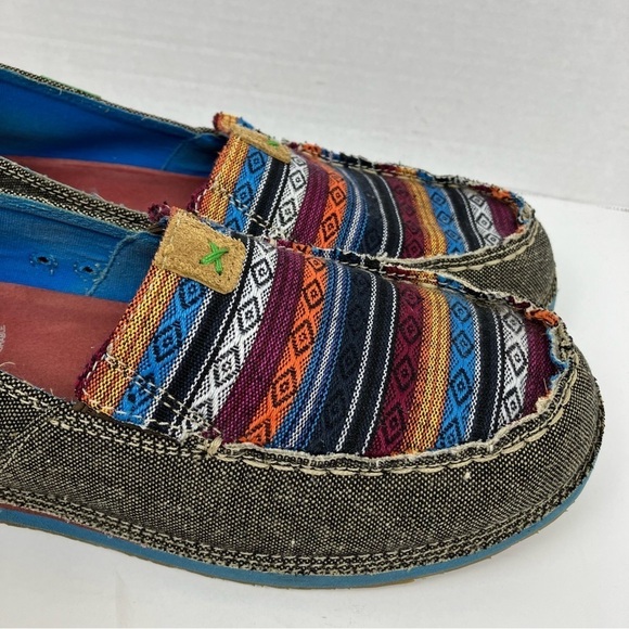 Twisted X EcoTWX Woven Multicolor Aztec Print Slip On Loafers Lightweight Sz 8 - Picture 4 of 15